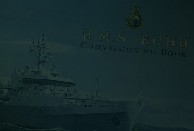 background image of the Commissioning Book cover for HMS Echo